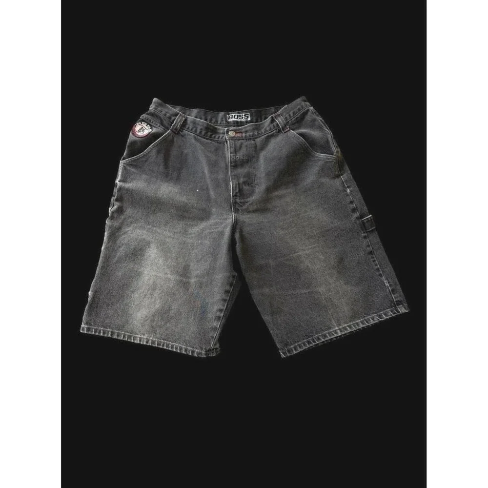 Vintage 90's Boss Design By IG Denim Shorts Y2K Jorts Men's Sz‎ 34W Faded Black